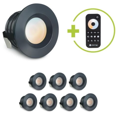 Einbaustrahler Mini flach Torino 3W CCT IP44 - Farbe: anthrazit RAL 7016 - Anzahl: 8x