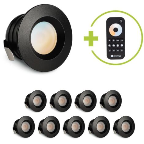 Einbaustrahler Mini flach Torino 3W CCT IP44 - Farbe: schwarz matt - Anzahl: 10x