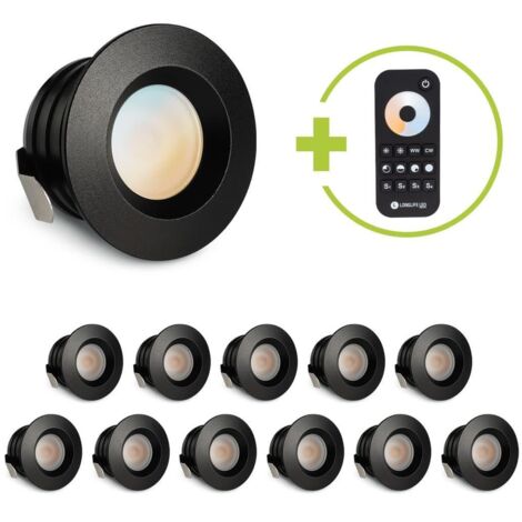 Einbaustrahler Mini flach Torino 3W CCT IP44 - Farbe: schwarz matt - Anzahl: 12x