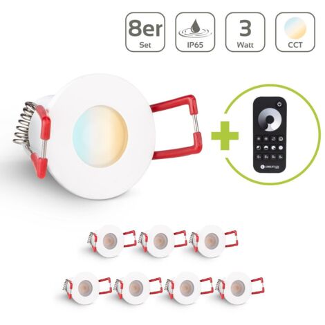 Einbaustrahler Mini Livorno 3W CCT 2700K-6500K IP65 - Farbe: weiß - Anzahl: 8x