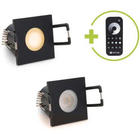 Einbaustrahler Mini Livorno eckig 3W 2700K IP65 - Farbe: schwarz matt - Anzahl: 2x