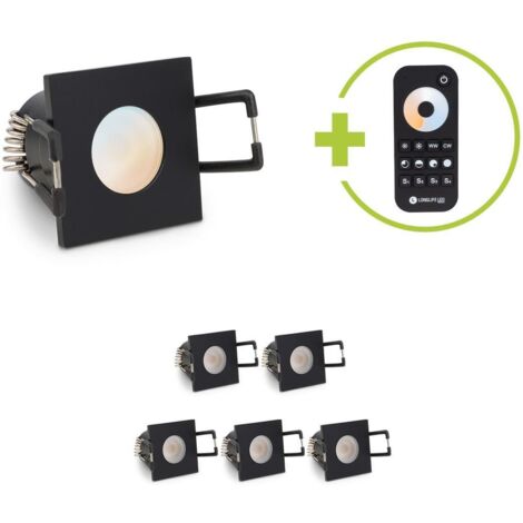 Einbaustrahler Mini Livorno eckig 3W CCT IP65 - Farbe: schwarz matt - Anzahl: 6x