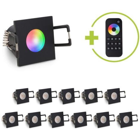 Einbaustrahler Mini Livorno eckig 3W RGBW IP65 - Farbe: schwarz matt - Anzahl: 12x