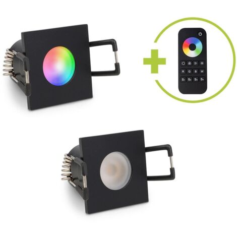 Einbaustrahler Mini Livorno eckig 3W RGBW IP65 - Farbe: schwarz matt - Anzahl: 2x