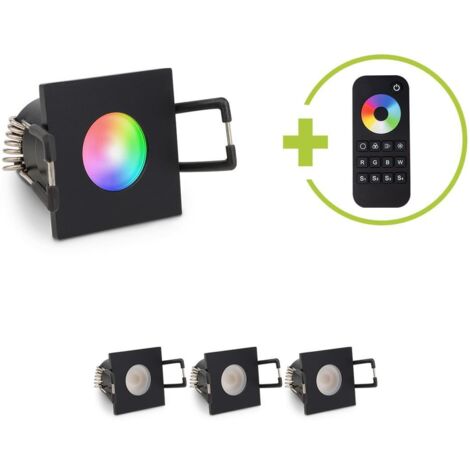 Einbaustrahler Mini Livorno eckig 3W RGBW IP65 - Farbe: schwarz matt - Anzahl: 4x