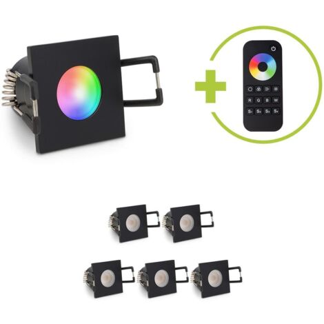 Einbaustrahler Mini Livorno eckig 3W RGBW IP65 - Farbe: schwarz matt - Anzahl: 6x