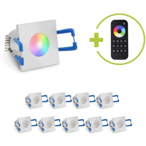 Einbaustrahler Mini Livorno eckig 3W RGBW IP65 - Farbe: silber - Anzahl: 10x