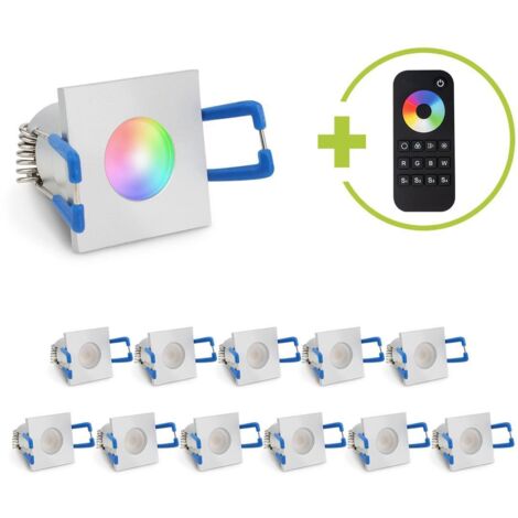 Einbaustrahler Mini Livorno eckig 3W RGBW IP65 - Farbe: silber - Anzahl: 12x