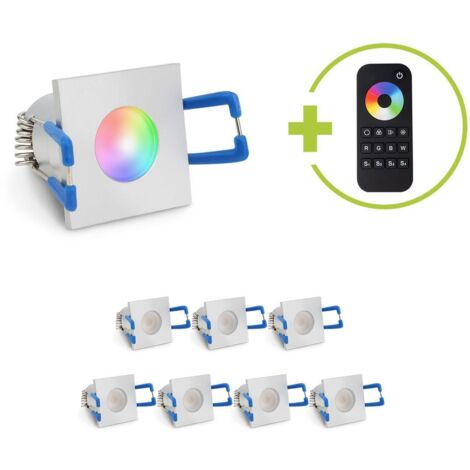 Einbaustrahler Mini Livorno eckig 3W RGBW IP65 - Farbe: silber - Anzahl: 8x