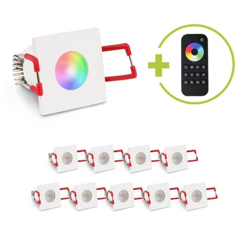 Einbaustrahler Mini Livorno eckig 3W RGBW IP65 - Farbe: weiß - Anzahl: 10x