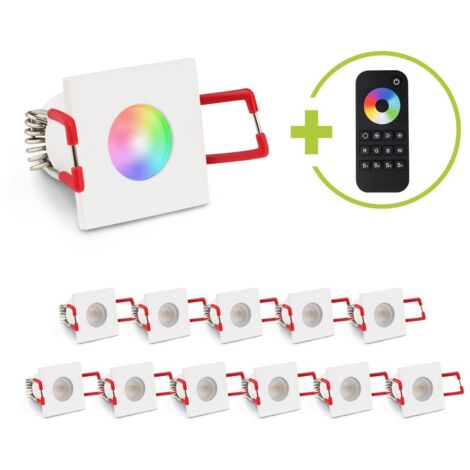 Einbaustrahler Mini Livorno eckig 3W RGBW IP65 - Farbe: weiß - Anzahl: 12x