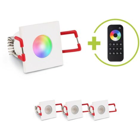 Einbaustrahler Mini Livorno eckig 3W RGBW IP65 - Farbe: weiß - Anzahl: 4x