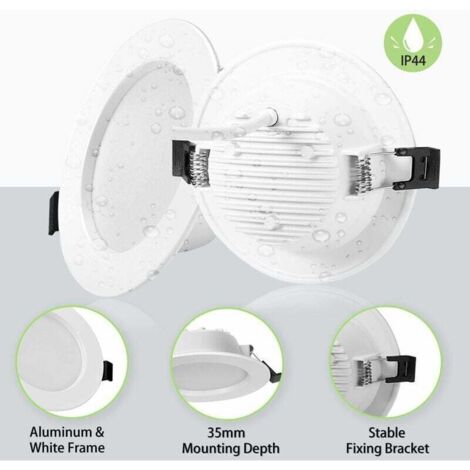 Einbaustrahler Wand und Decke 10er Set Extra Flache LED Einbaustrahler, IP44 LED Badstrahler, 5W 310LM Neutralweiß 4000K, Ultradünn 35mm, Extra Flacher LED Strahler, Integrierter LED Strahler Ac8