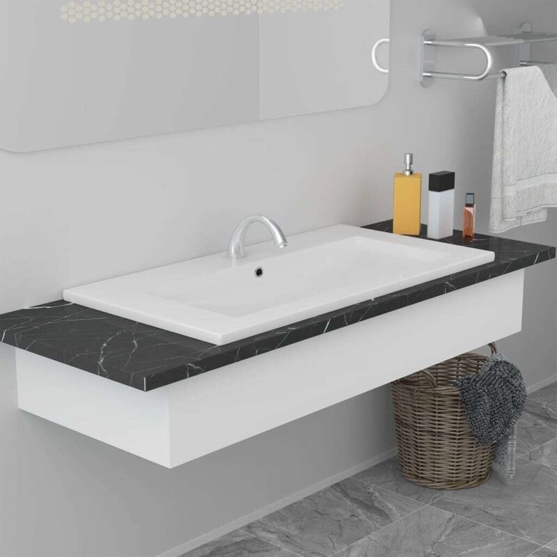 Vidaxl Einbauwaschbecken 81x39, 5x18, 5 Cm Keramik Weiß
