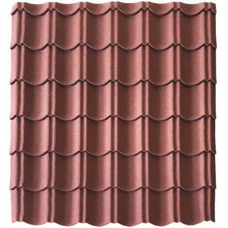 Einfache Fliesenplatte 1030 x 950 mm aus verzinktem Stahl mit mineralischer Granulatoptik - Farben - Mattrotbraun, Breite - 950 mm, Länge - 1030 mm
