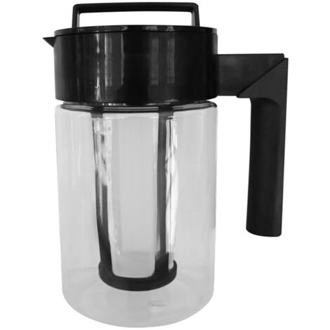 Einfache Haushalts-Eiskaffeemaschine mit Filter, Dichtungsdeckel, rutschfestem Silikongriff, 900 ml PC-Material, Schwarz
