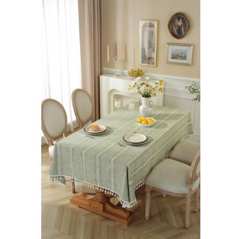 Einfache Pompon-Tischdecke – ideal für Tischdekoration, Treffen im Alltag und Partys – 1 Stück, grün, 140 x 180 cm