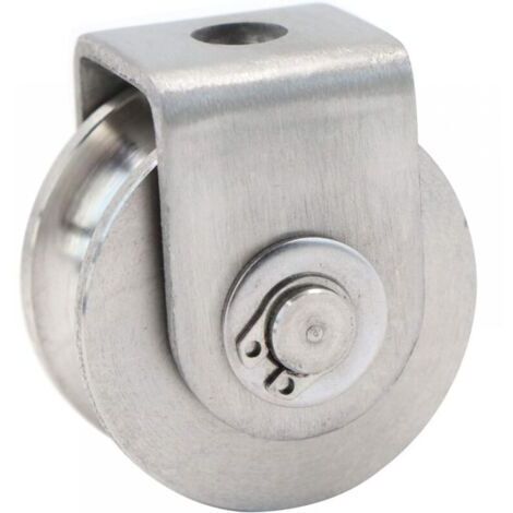 Einfache Seilrolle für Stahldrahtseil, Hebezeug, Kletterrolle, Laderolle, Heberolle Kapazität 30kg - 1 Stück Silber