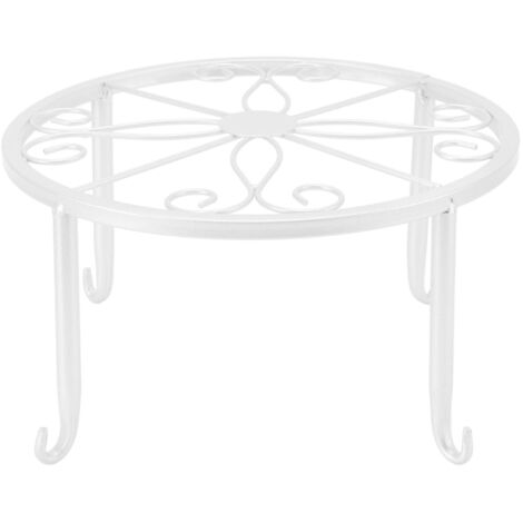 Einfacher, einstöckiger Pflanzenständer aus Metall – freistehender Blumentopf für Balkon und Wohnzimmer – weißes Regal 22 x 22 x 12 cm