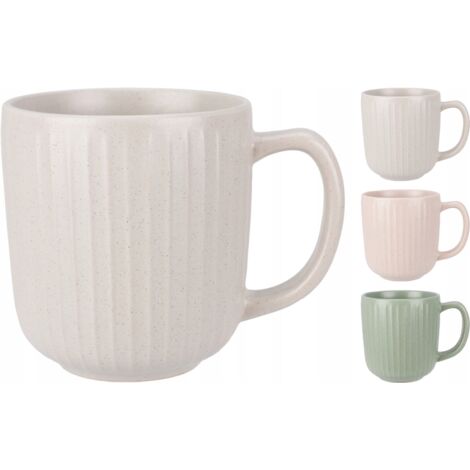 Einfacher, gerillter Keramikbecher, verschiedene Farben, 360 ml, 1 Stück.