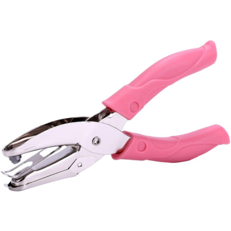 Einfacher Handlocher aus Metall mit rutschfestem Griff – Rosa – Herz-, Stern- und Kreislöcher (6 mm) – Für Papier, Karten und PVC (15,8 cm)
