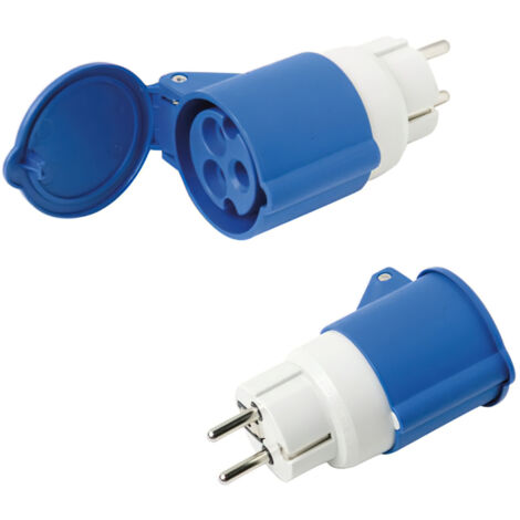 Einfacher Industrieadapter Schuko-2P Cetac mit Abdeckung