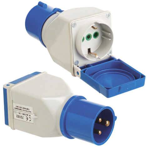 Einfacher Industrieadapter Schuko-2P Cetac mit Abdeckung