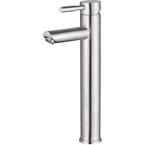 Einfacher Kaltwasserhahn für Waschbecken, Einlochhahn aus Edelstahl für Badezimmerwaschbecken, gebürstetes Nickel