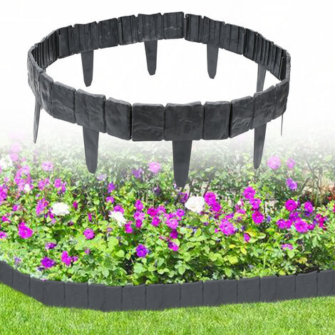 EINFEBEN bordure de pelouse plastique 2,5 m aspect pierre bordure de jardin, bord de tonte bordure de lit palissade , gris