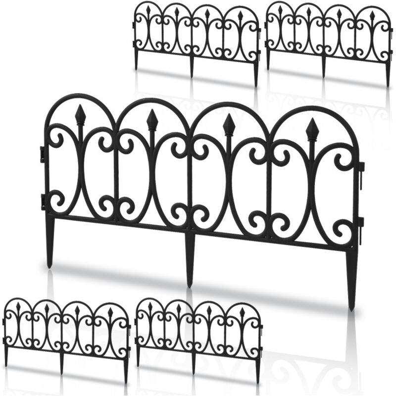 Einfeben - 5 pièces Bordure de pelouse Set de clôtures de parterres de fleurs en plastique Palissade de jardin Clôture décorative