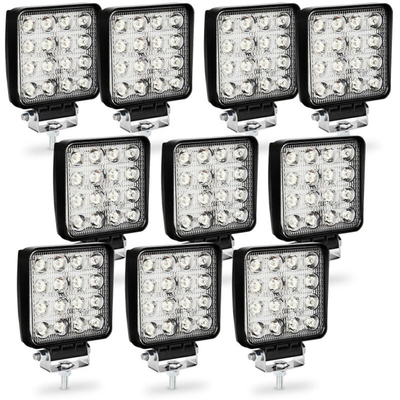 10PCS 48W Phare de Travail Carre a Leds dc 12V 24V Quad Camion Bateau Tracteur Offroad Imperméable - Einfeben