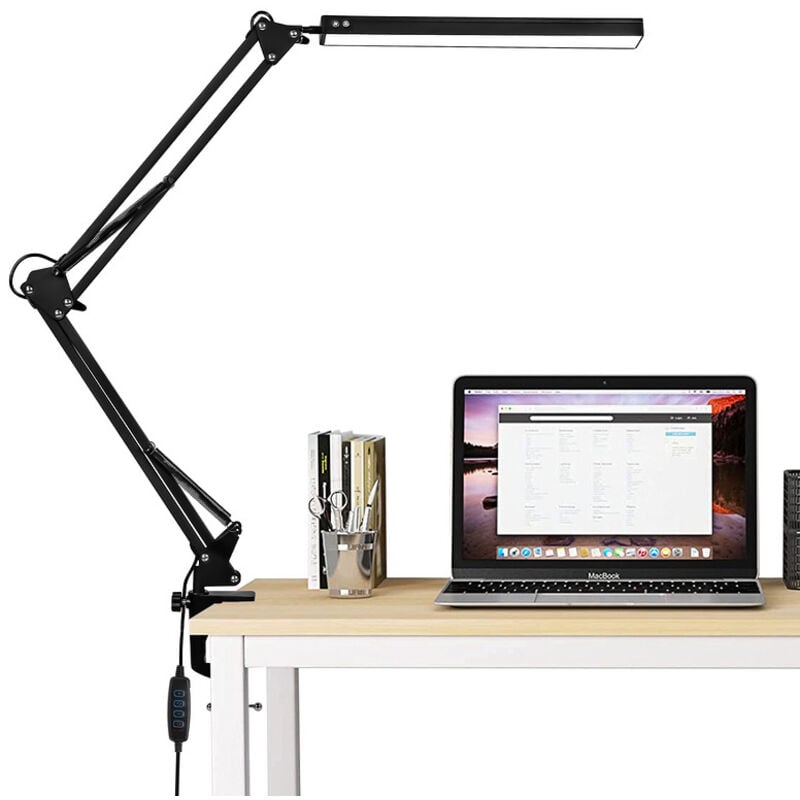 Einfeben - 10W Lampe de Bureau led avec Clamp,Protection des Yeux, Bras Métallique Pliable et Rotatif avec bras pivotant adapté au bureau