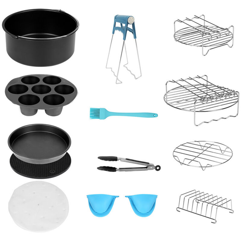 Einfeben - 12 Pièces Accessoires pour friteuse Air Fryer Kit d'accessoires universels pour friteuse à air chaud de 7 pouces