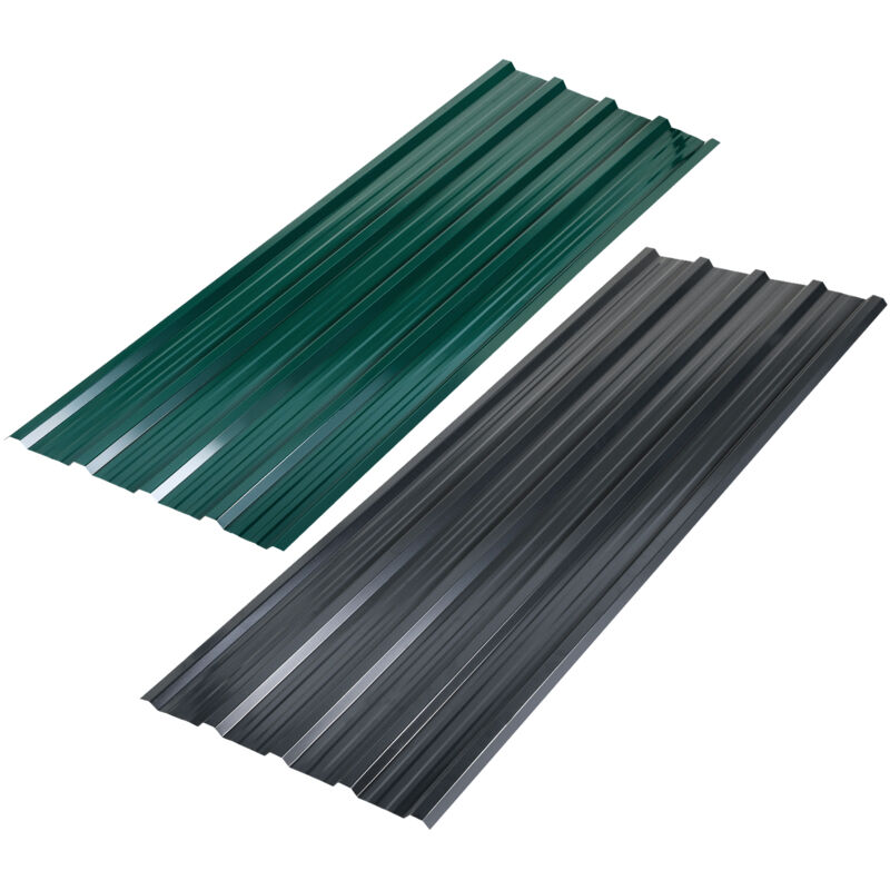 12/24/36x Panneaux de toiture 129x46cm Tôles profilées ondulées revêtement - 7㎡ Grün 12pcs - Einfeben