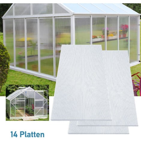 EINFEBEN 14 Plaques alvéolaires en polycarbonate 4 mm,Panneau alvéolaire double de 10,25 m²,1 210 x 605 cm