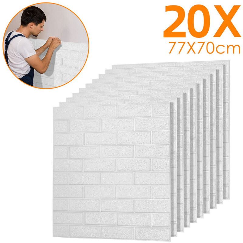 Einfeben - 20 pièces d'autocollants de carreaux de mur auto-adhésifs stéréo 3D 7077cm mur décoratif imperméable et résistant à l'humidité