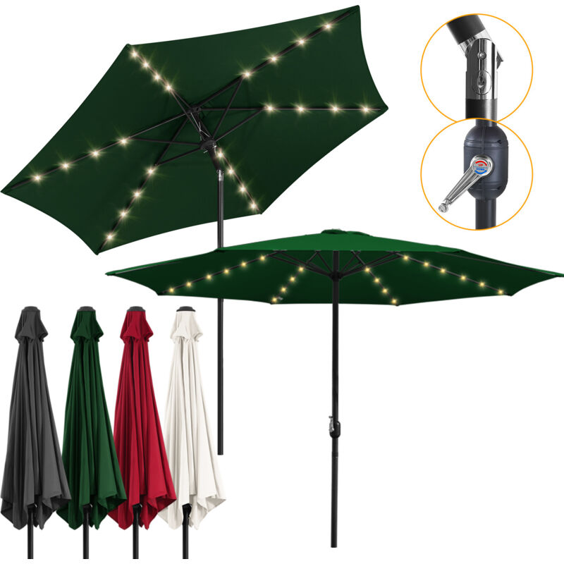 2.7m Parasol Parapluie UV40+ Parasol Solaire Jardin led avec manivelle,Vert - Einfeben