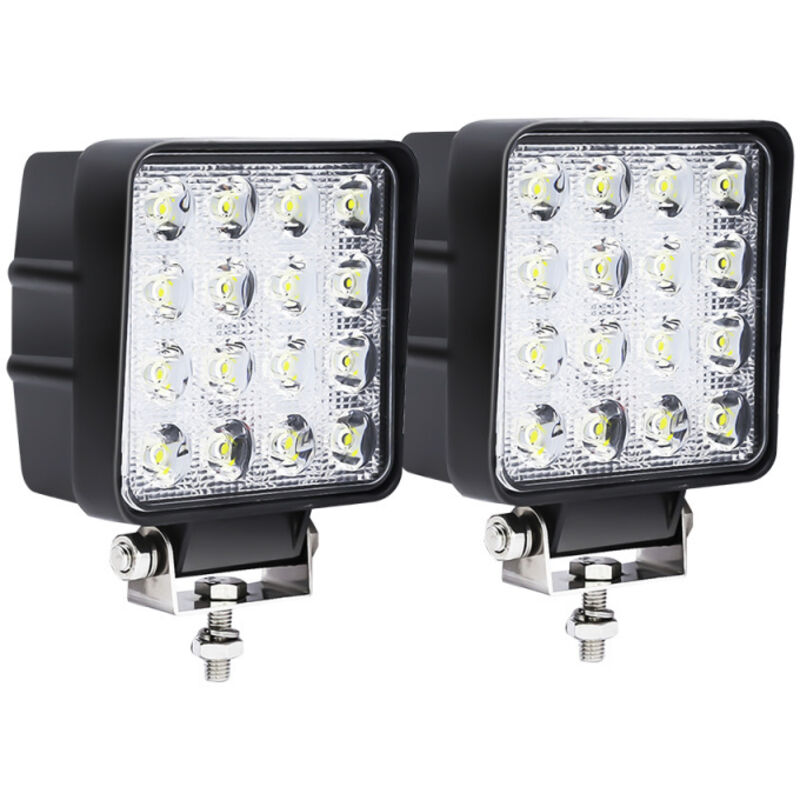 2X 48WProjecteur Phare de Travail 12V 24V led Carré led Moto Spot Feux Additionnels Offroad Lampe - Einfeben