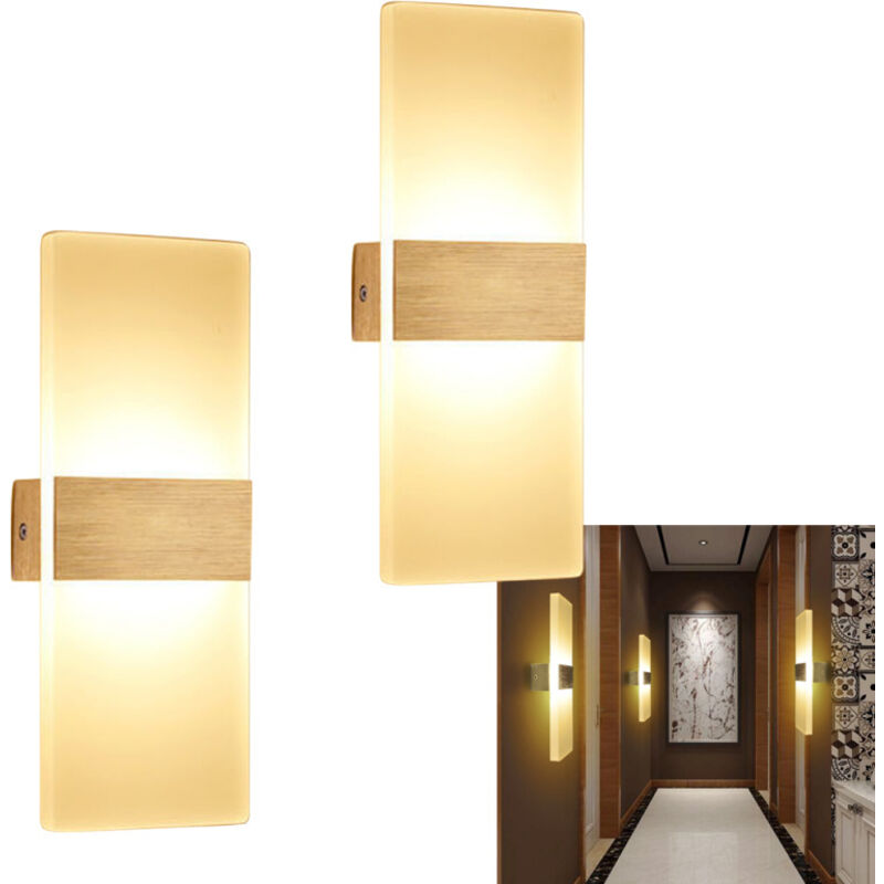 2X Applique murale led Éclairage mural extérieur Éclairage mural intérieur Applique murale à effet Lampe de couloir Blanc chaud 6W - Einfeben