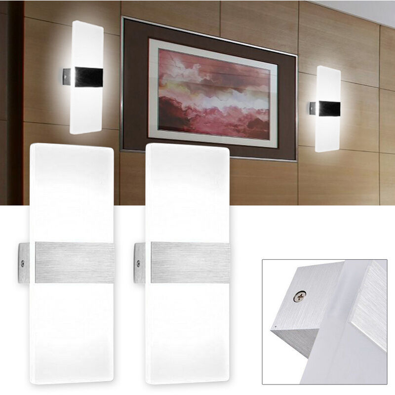 Vingo 2X Applique murale led Chambre à coucher Applique murale couloir Inne Spot mural Blanc 6W