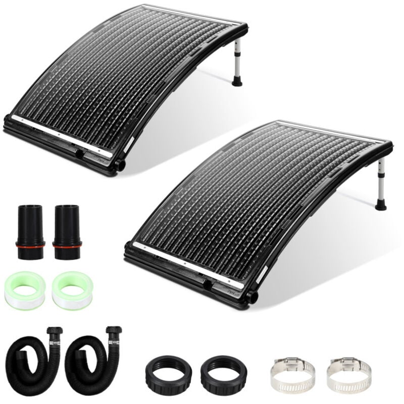 2x Panneau de chauffage solaire 110 x 65 x 15 cm 10.000L/h réglable 27/35cm raccord pehd résistant chauffage piscine écologique collecteur - Einfeben