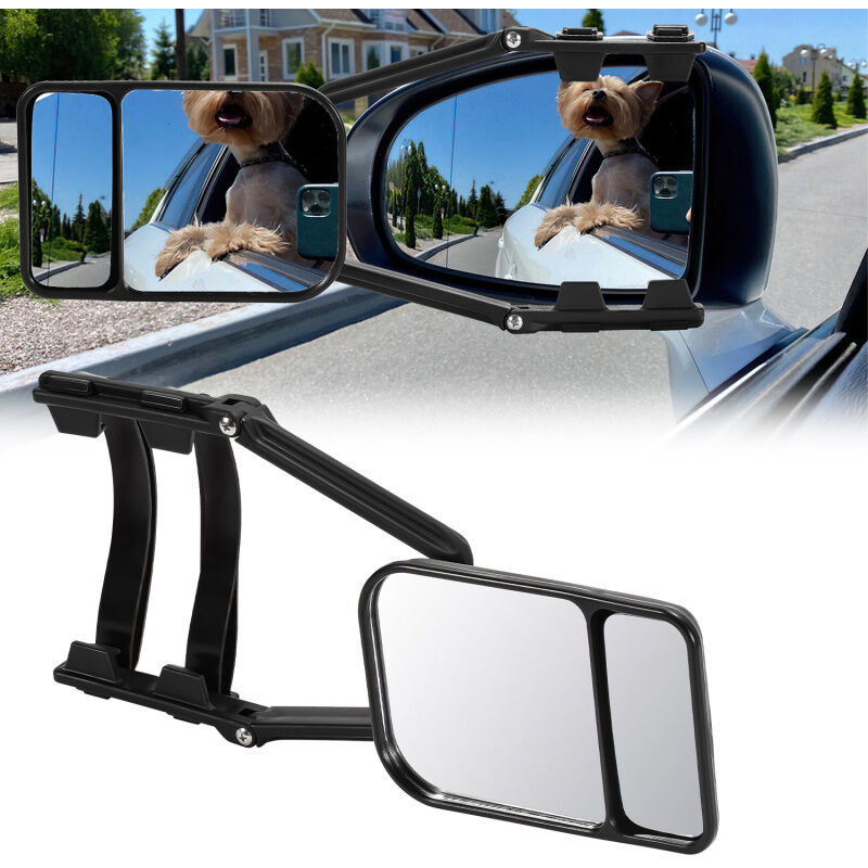 Swanew 2x rétroviseur de caravane pour chaque miroir latéral Caravane Camping-car Double miroir car Visibilité supplémentraire 12.5x18.5 cm