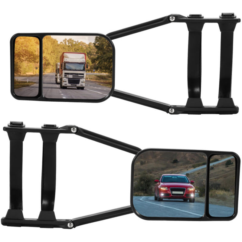 Einfeben - swanew 2x rétroviseur de caravane rétroviseur extérieur caravane avec insert d'angle mort rotatif Universel Snap-in 12.5x18.5 cm