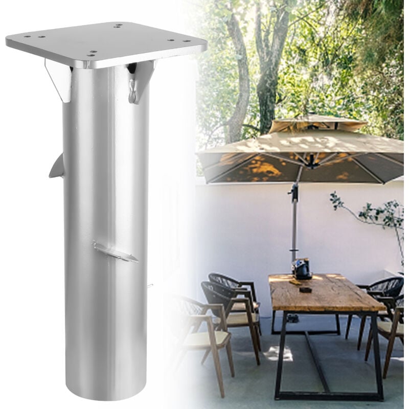 2x Support de parasol en acier inoxydable plaque de base universelle manchon de sol - Einfeben