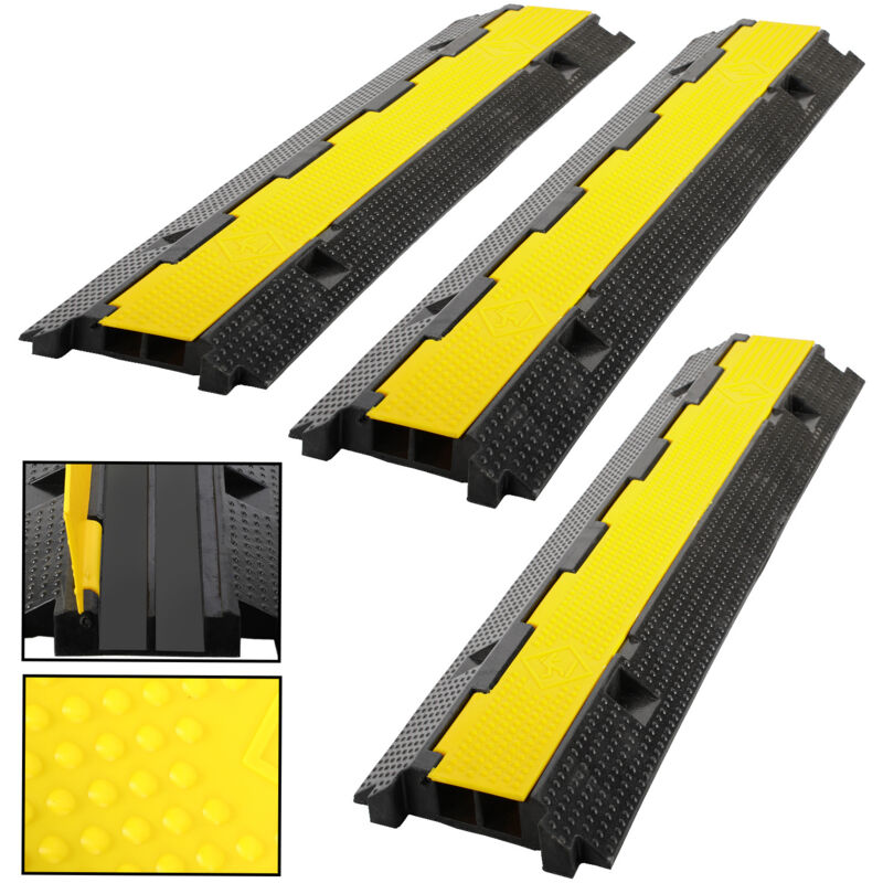 3 pièces Rampe Protection Câble sol 2 canaux canal de câble tuyau caoutchouc 100cm canal de sol - Einfeben