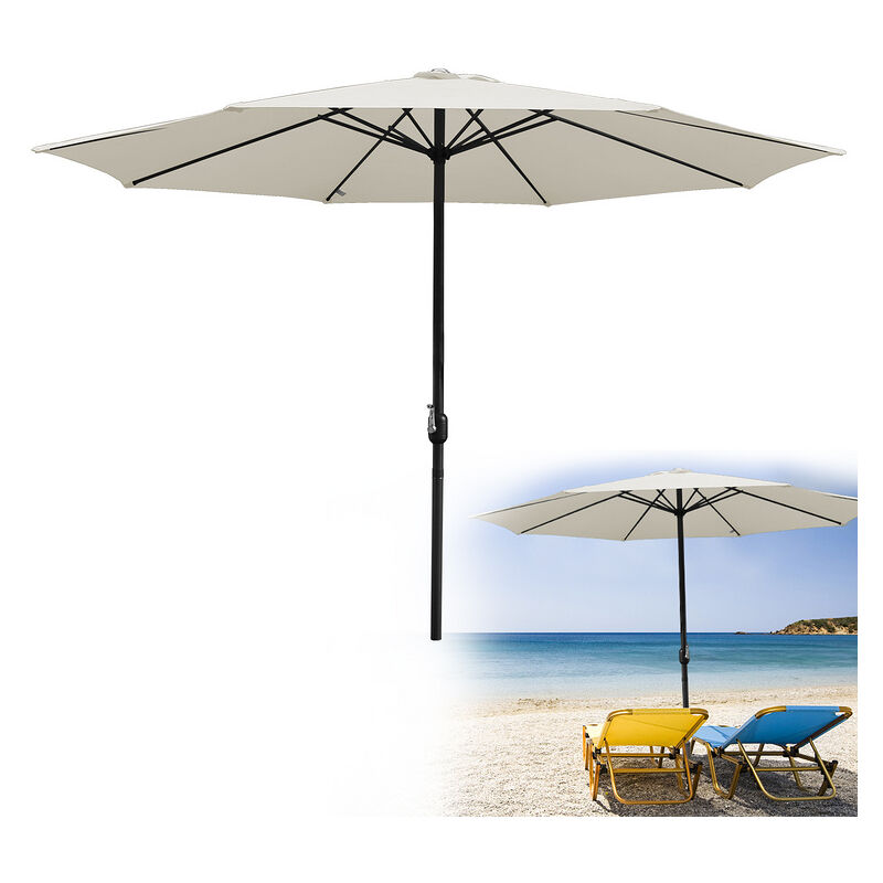 3.5m Parasol UV40+ protection solaire parasol de jardin parasol de plage led solaire,beige - beige - Einfeben