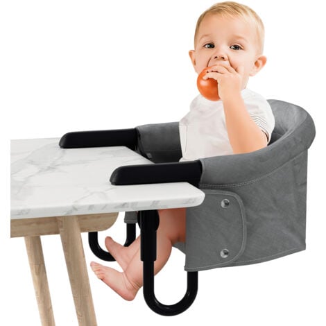 EINFEBEN 36x42x27cm Siège de table Bébé Chaises de Table Pliable pour enfants avec Pinces Antidérapantes, Capacité 18KG, avec sacs, Gris