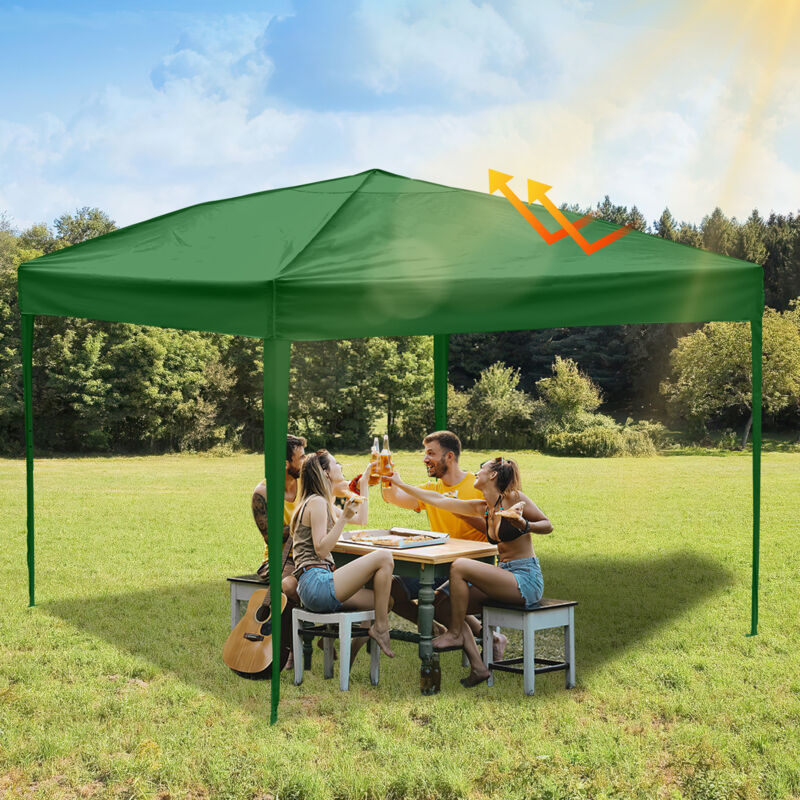 3x3m Tonnelle Tente de jardin pliante, pour camping jardin mariage Protection uv 50+ vert Sans Parois - Einfeben
