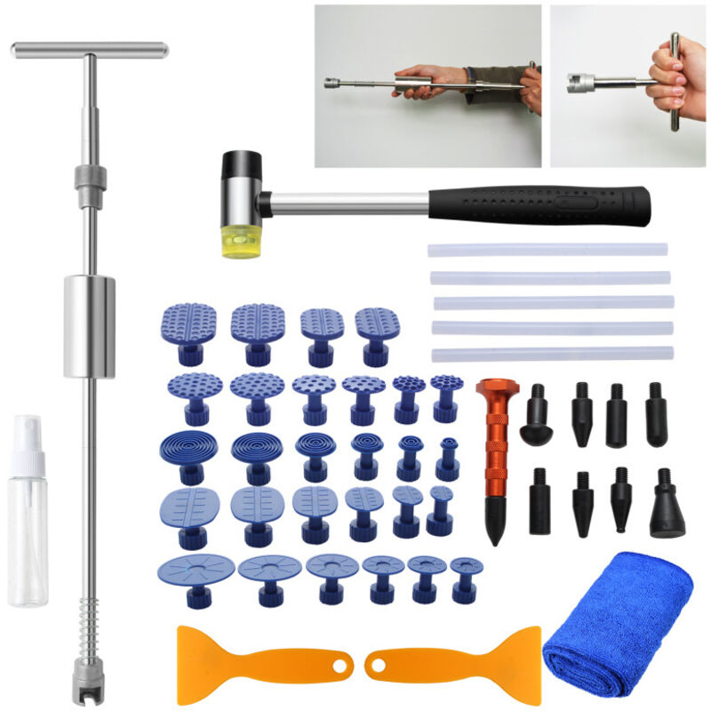 Einfeben - 48X Kit De Débosselage Outil de réparation Outil de débosselage Sans Peinture Réparation Carrosserie Auto carrosserie et panneaux