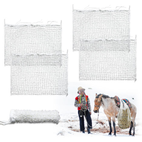 EINFEBEN 4x Filet À Foin Mailles Pour Cheval Moyen, 3x3cm 160x100cm, Blanc